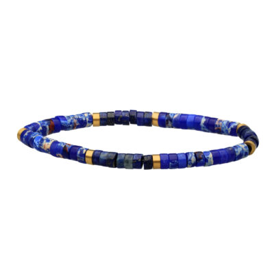 Bracelet perles heishi 4 mm en lapis et jaspe impérial