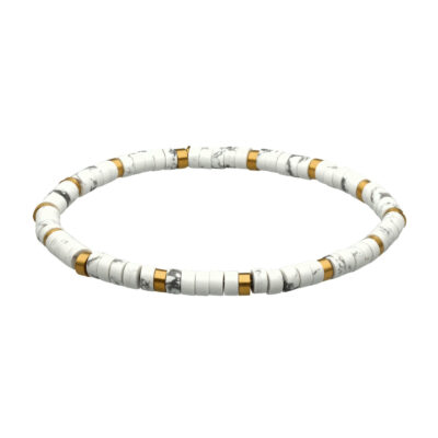 Bracelet perles heishi 4 mm turquoise blanche