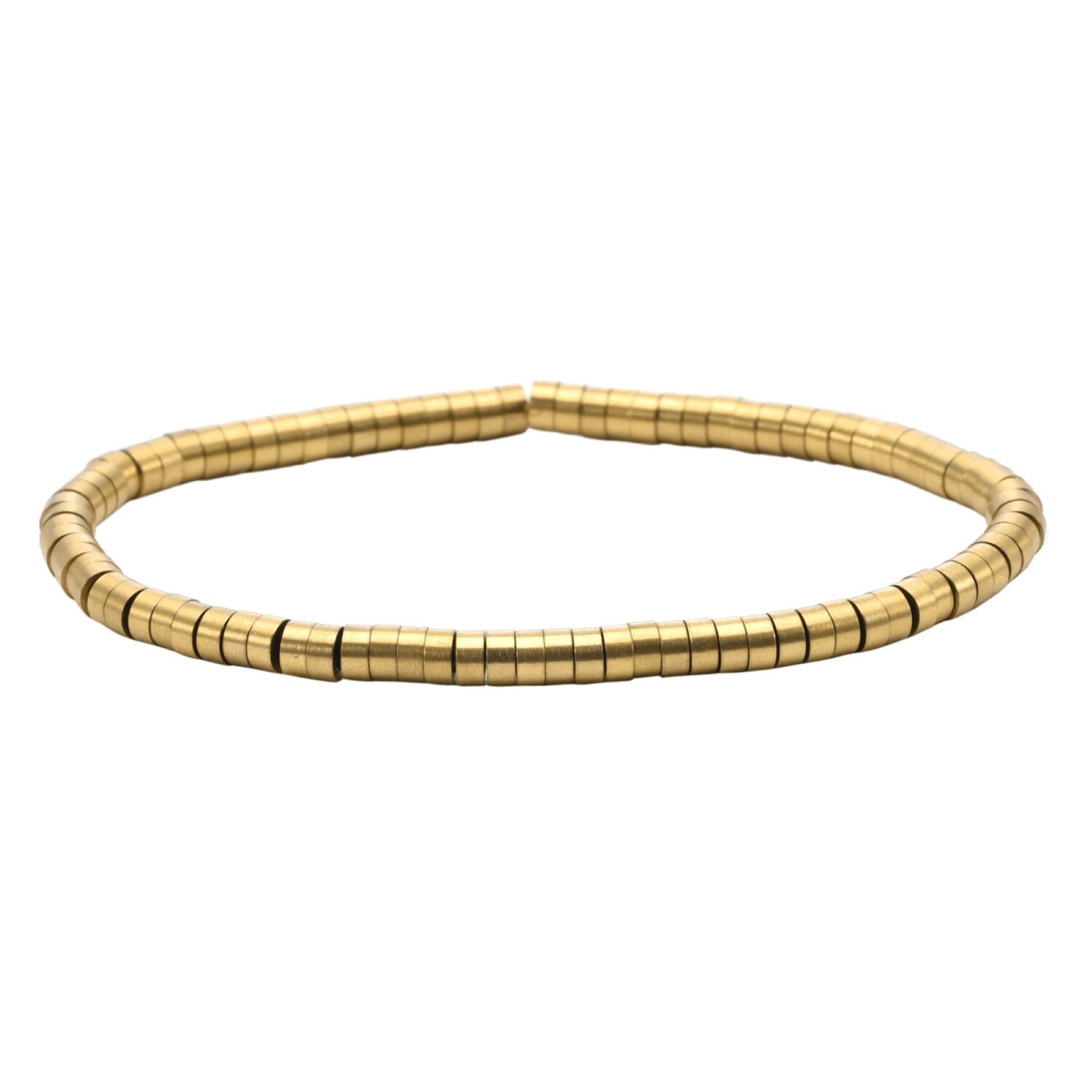 Bracelet perles heishi 4 mm en acier doré