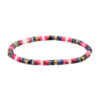 Steel bracelet heishi beads 4mm imperial blue and pink jasper