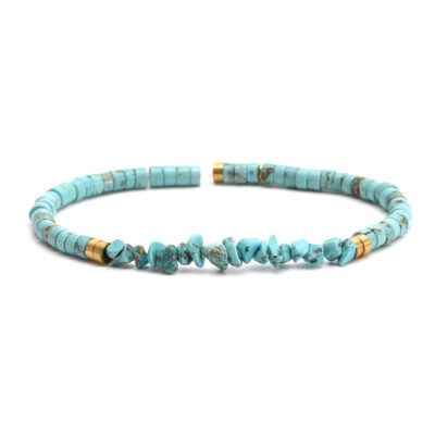Bracelet perles heishi et perles chips turquoise