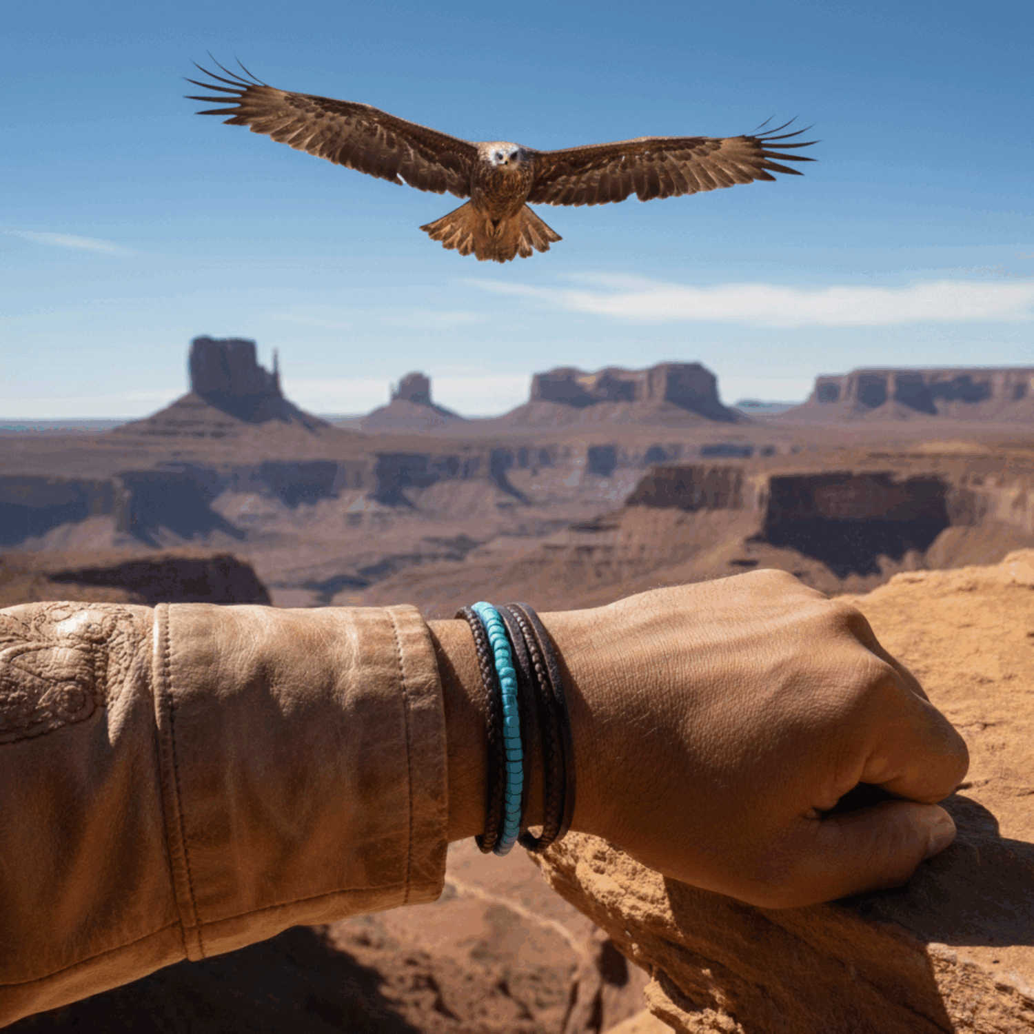 Bracelet cuir marron lisse et tressé perles heishi turquoise - BBR2000TURQUOISE -