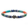 Armband Perlen heishi Natursteine Imperial Jaspis Himmelblau, Orange, Grün und Planet Blau Stahl