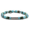 Bracelet 6mm perles heishi turquoise bleu et vert gili