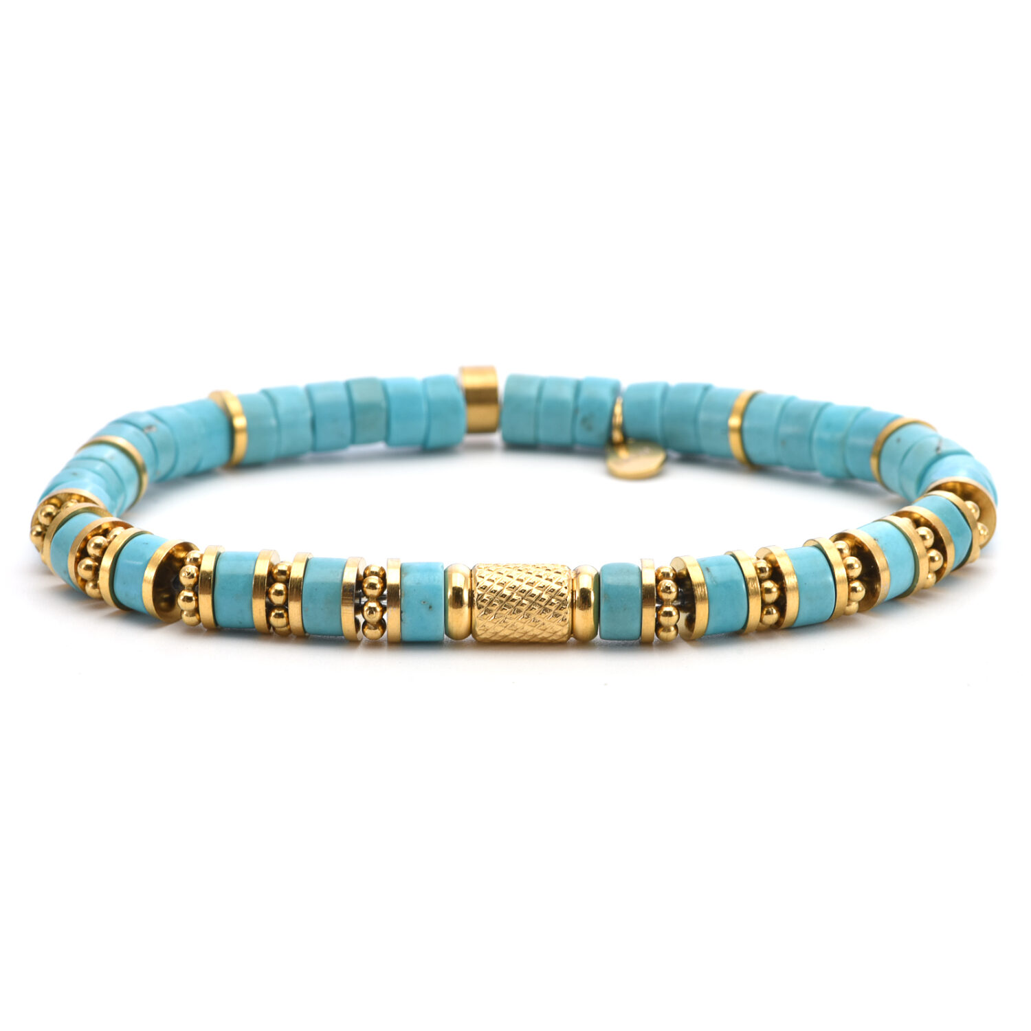 Bracelet 6mm perles heishi turquoise bali