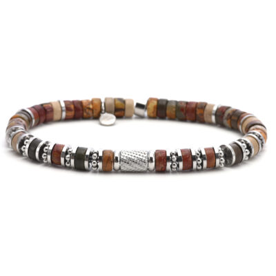 Bracelet 6mm perles heishi  jaspe picasso bali