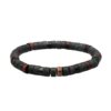 Bracelet perles heishi pierres naturelles agate noire œil de tigre rouge