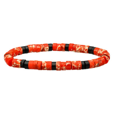 Bracelet perles heishi jaspe orange agate noire