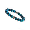 Bracelet big beads natural stones blue tiger eye skull