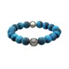 Bracelet acier pierres naturelles perles rondes œil de tigre bleu