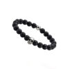 Armband Kugeln schwarz Onyx Natursteine Totenkopf