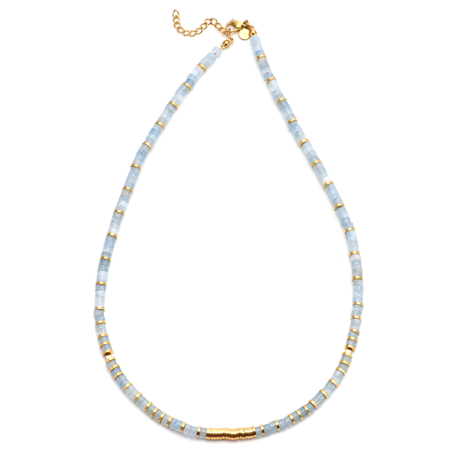 Collier perles heishi quartz bleu gili