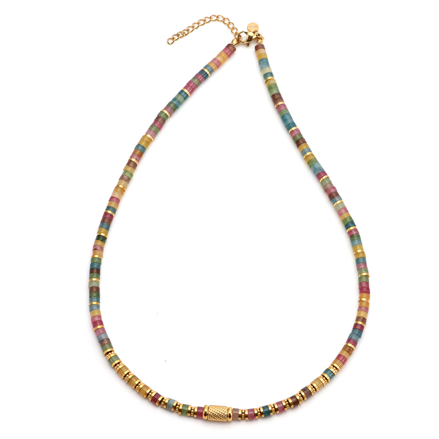 Collier perles heishi tourmaline bali