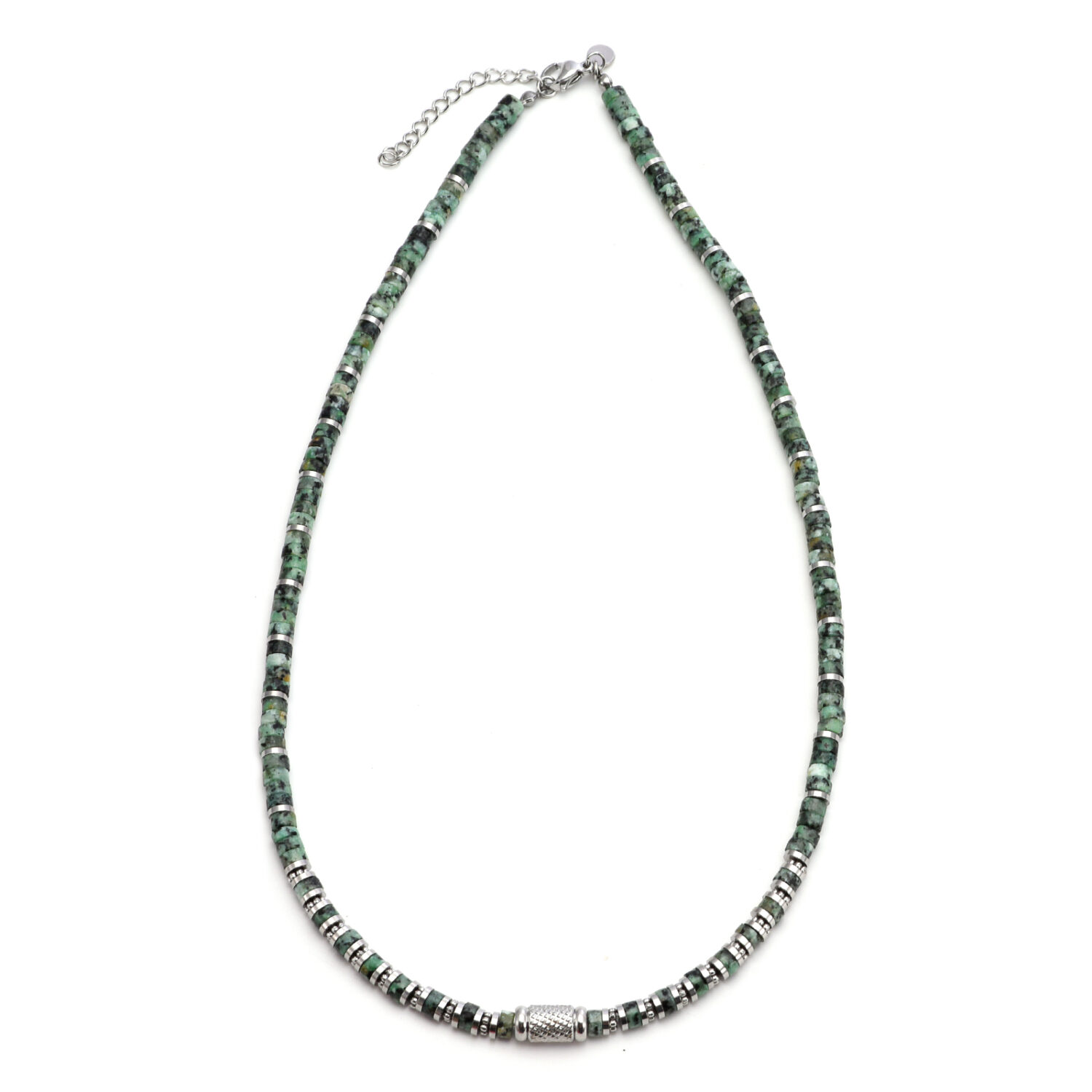 Collier 4mm perles heishi turquoise africaine bali