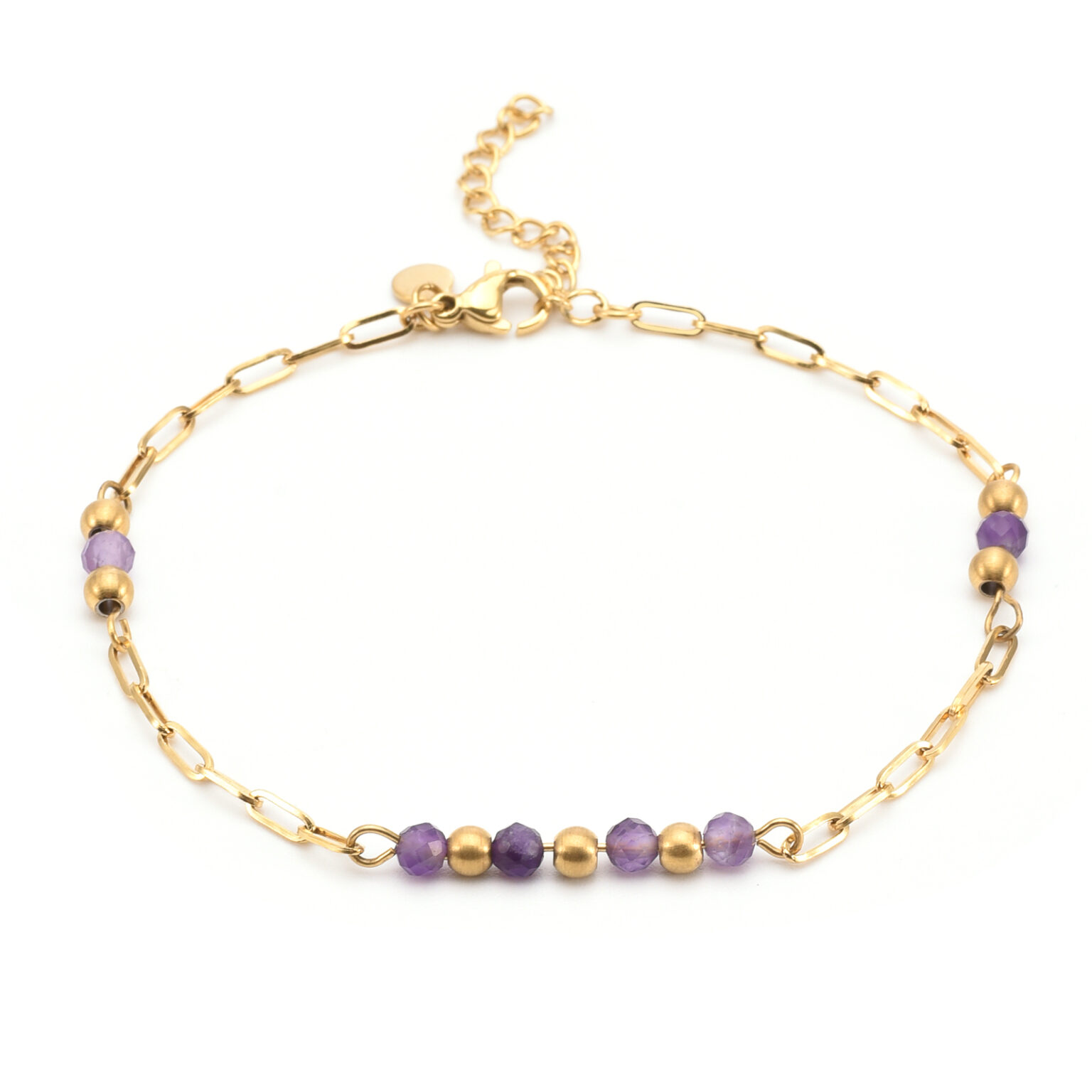 Chaîne De Cheville Agatha - Acier Doré Avec Perles En émail Bleu Roi - Longueur Ajustable 23+3 Cm - Bijou Français