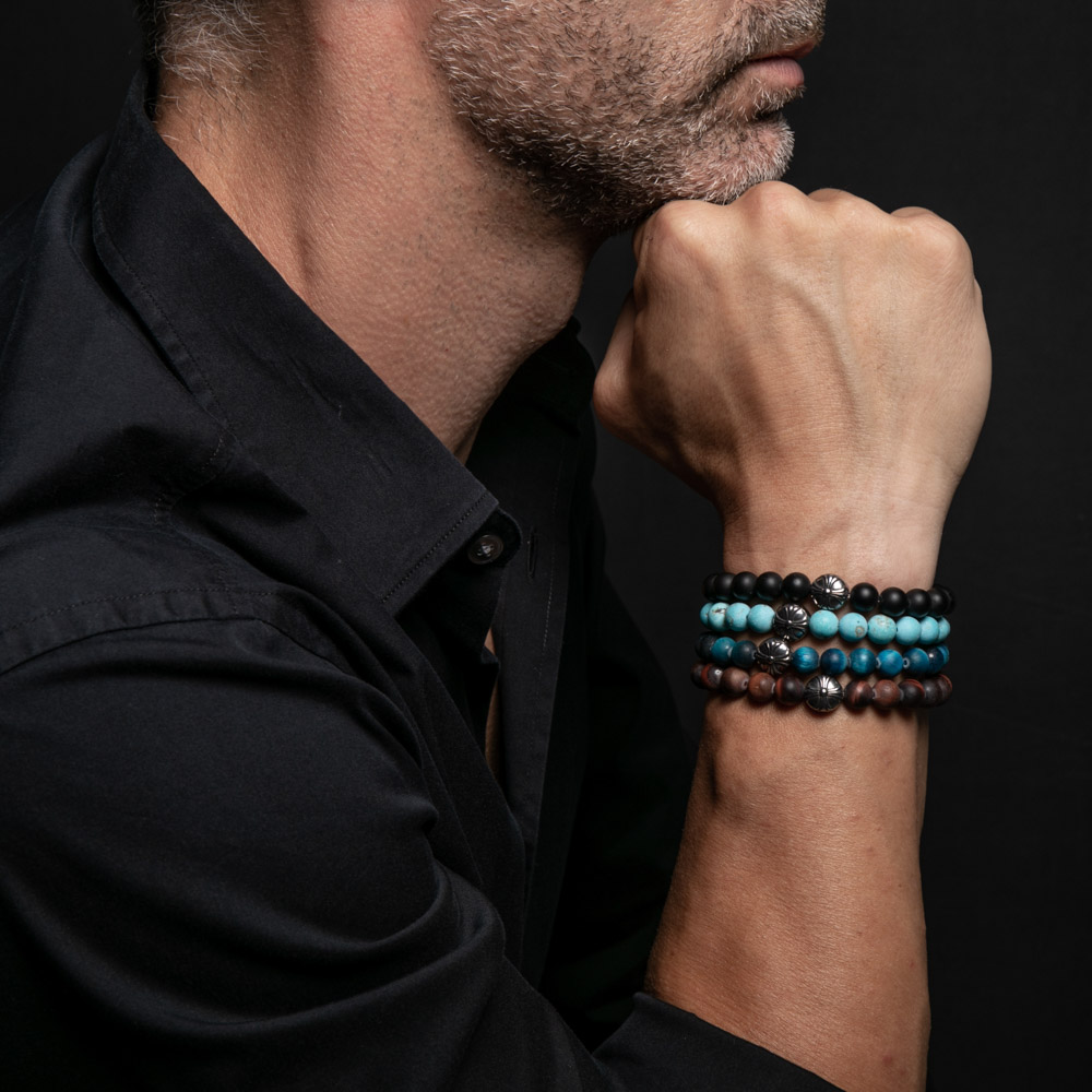 Bracelet boules labradorite et bouddha - Site officiel Sixtystones -  Bracelets Heishi pour Homme