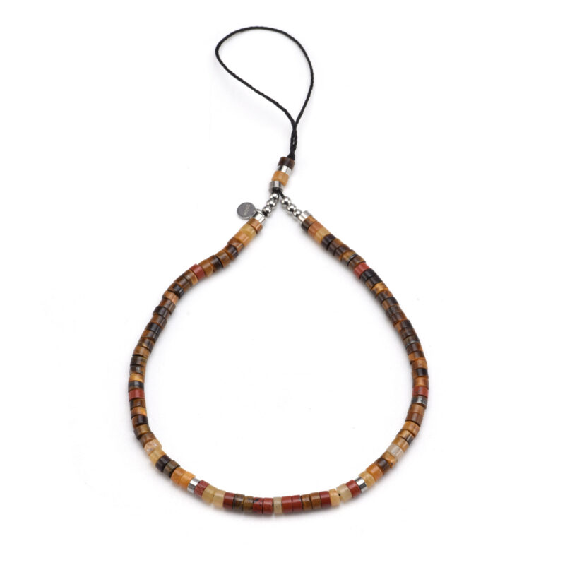 Bijoux de téléphone en pierres heishi jaspe rouge œil de tigre aventurine jaune