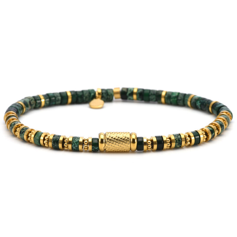 Bracelet 4mm perles heishi malachite bali