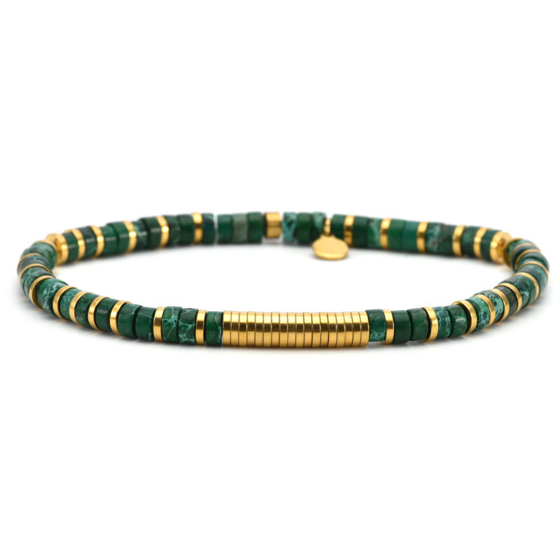 Bracelet 4mm perles heishi malachite gili