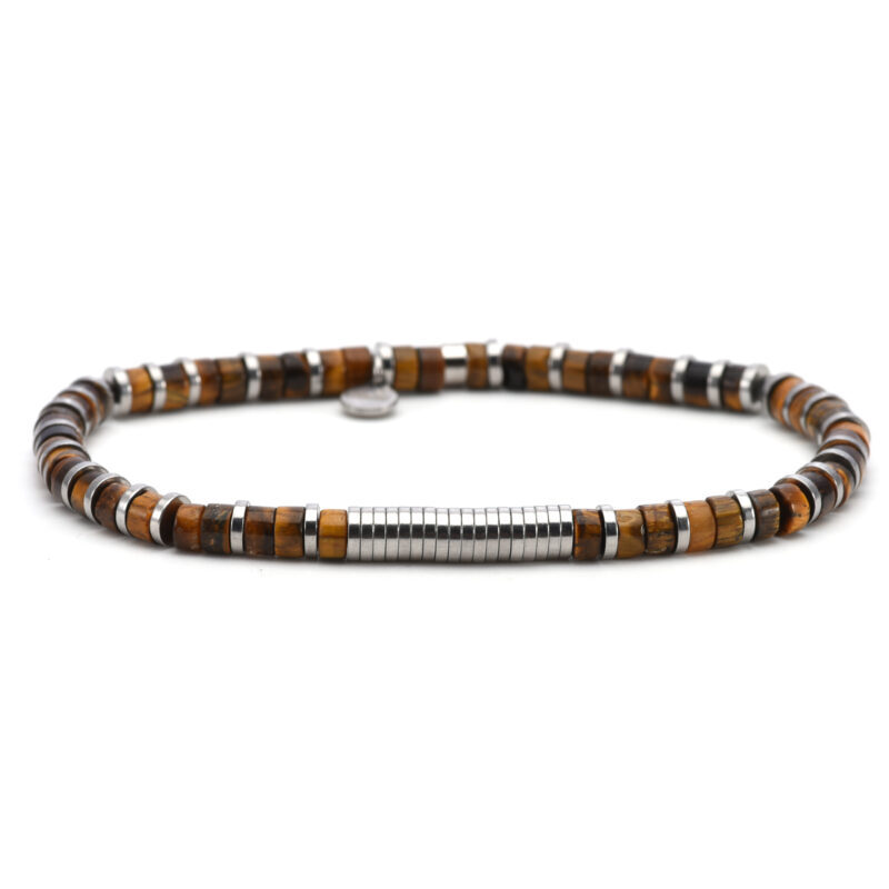 Bracelet 4mm perles heishi œil de tigre gili