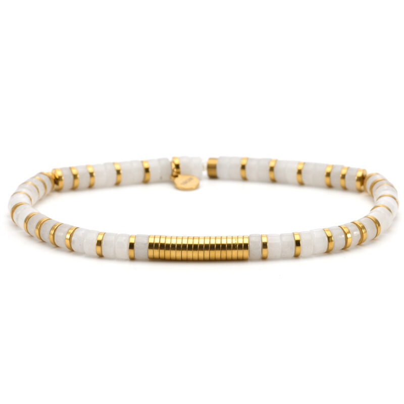 Bracelet 4mm perles heishi quartz blanc gili