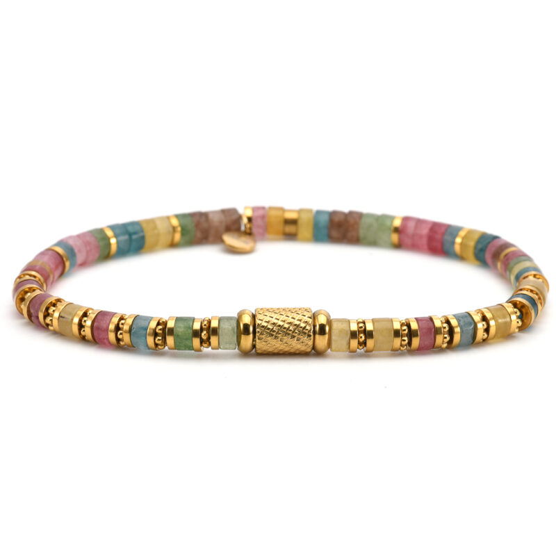 Bracelet 4mm perles heishi tourmaline bali