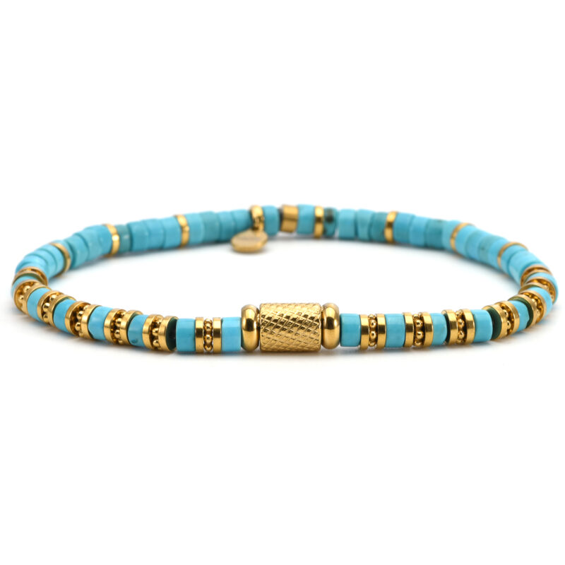 Bracelet 4mm perles heishi turquoise bali