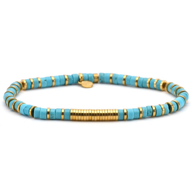 Bracelet 4mm perles heishi turquoise gili