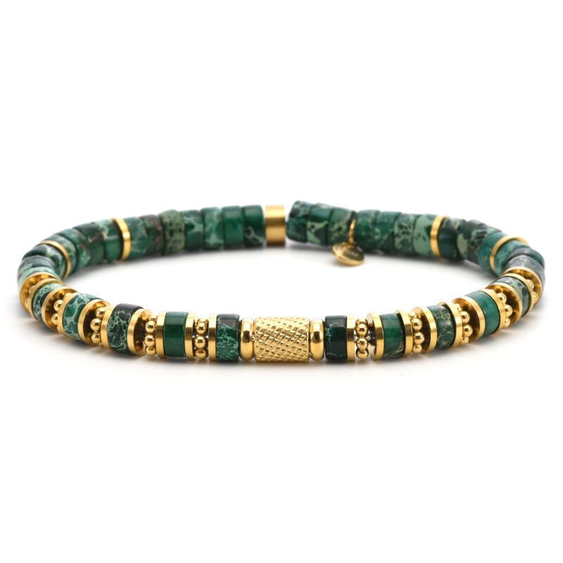 Bracelet 6mm perles heishi malachite bali