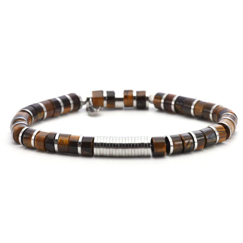 Bracelet 6mm perles heishi œil de tigre gili