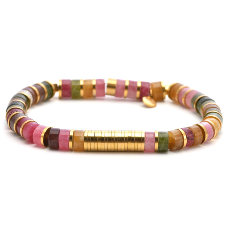 Bracelet 6mm perles heishi tourmaline gili
