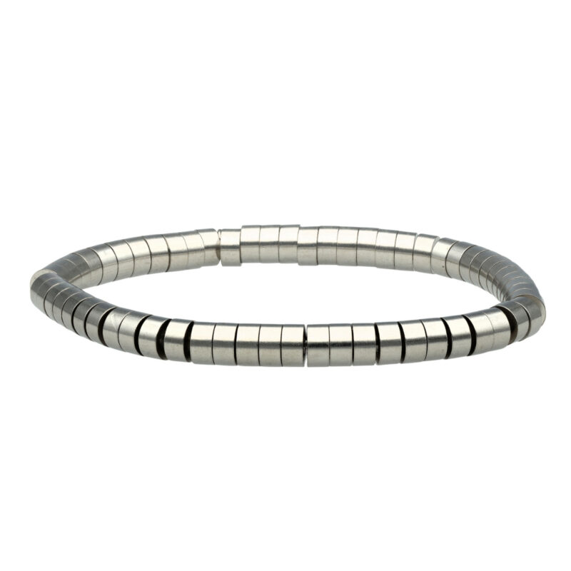 Bracelet acier perles heishi 6mm argenté