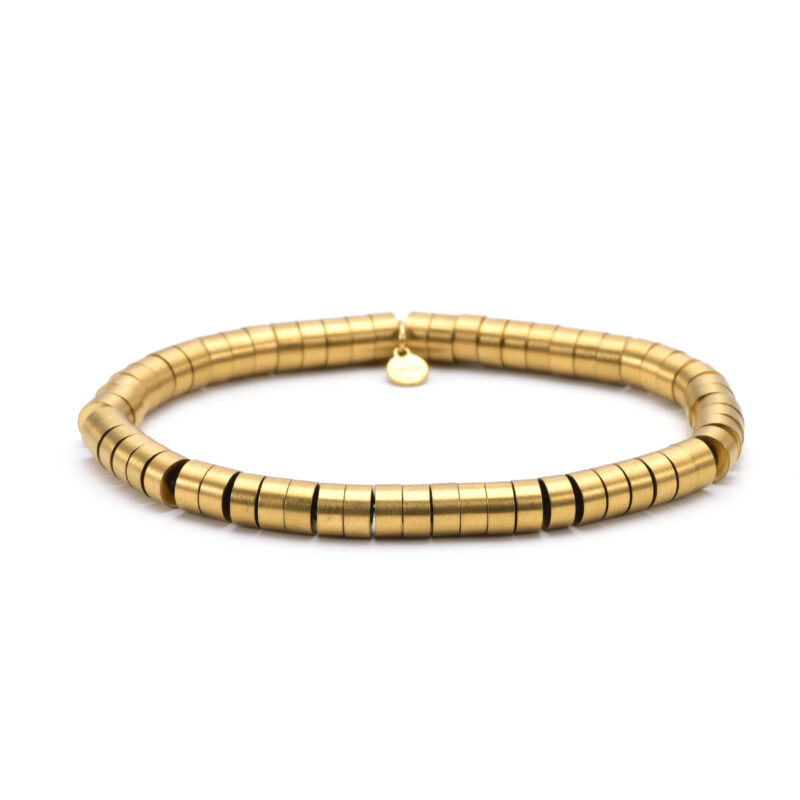 Bracelet acier perles heishi 6mm doré