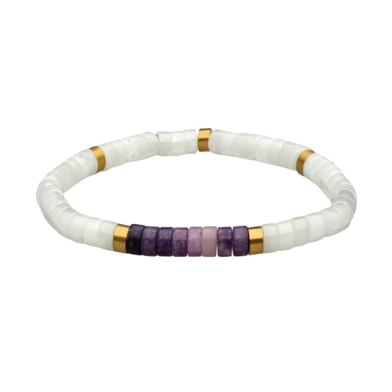 Bracelet chakra perles heishi jaspe blanc amethyste