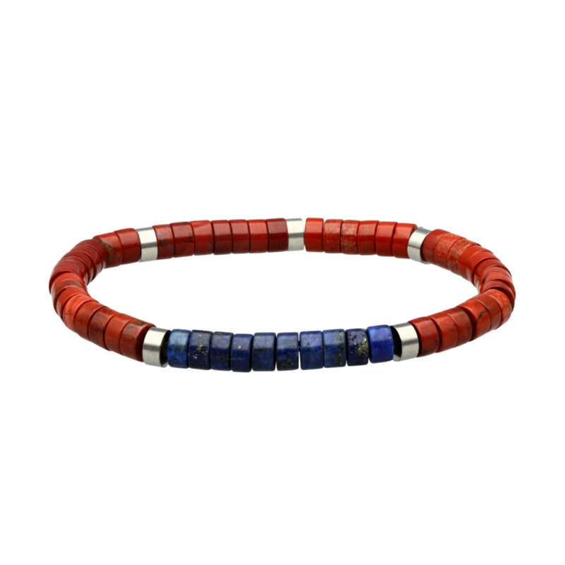 Bracelet chakra perles heishi jaspe rouge lapis lazuli