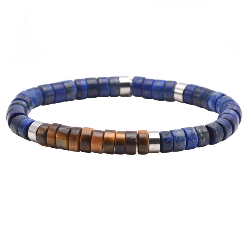 Bracelet chakra perles heishi lapis lazuli œil de tigre