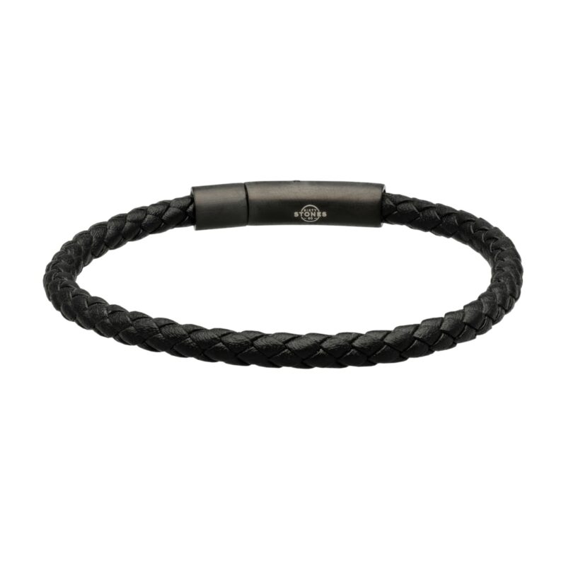 Bracelet corde cuir tressé noir