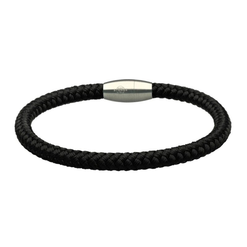Bracelet corde tressé noir et acier
