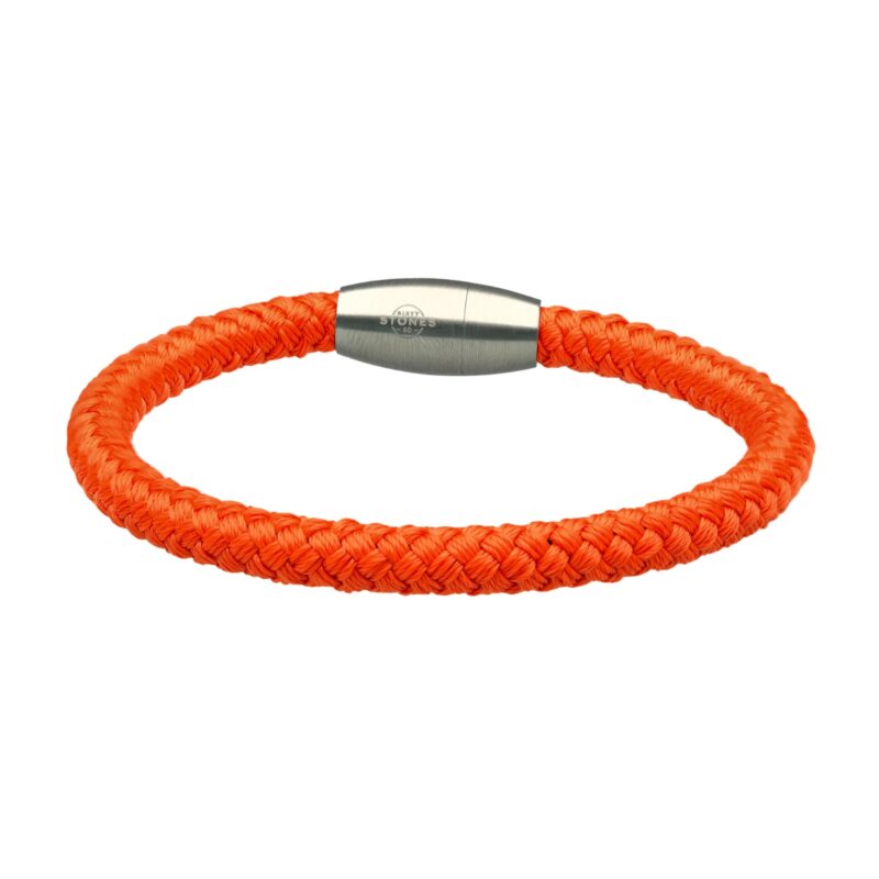 Bracelet corde tressé orange et acier