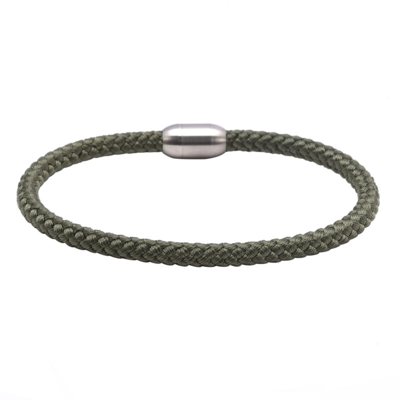 Bracelet corde tressé kaki et acier