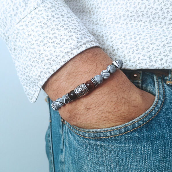 men's metal and gray malachite bracelet 2 -