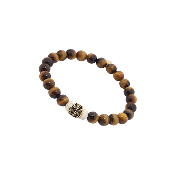 men's bracelet tiger eye golden rock cross -