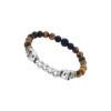 Tigerauge und schwarzer Achat Totenkopf Armband