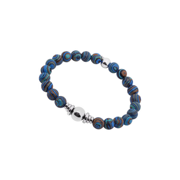 men's metal bead and multicolored malachite bracelet 1 rotated -