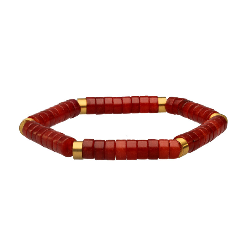 Bracelet chakra perles heishi agate rouge