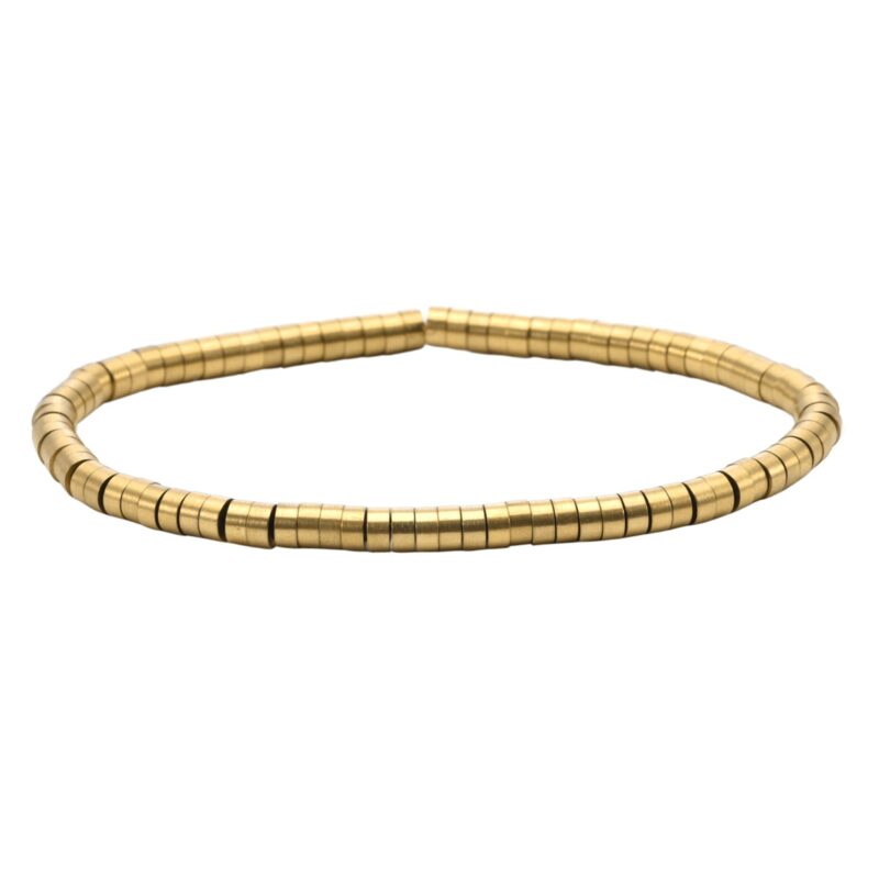 Bracelet perles heishi 4 mm en acier doré