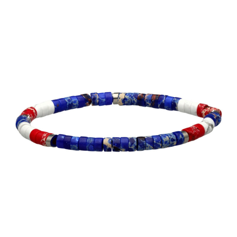 Bracelet perles heishi 4 mm jaspe bleu et rouge