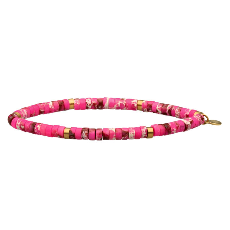 Bracelet perles heishi 4 mm jaspe impérial rose rouge
