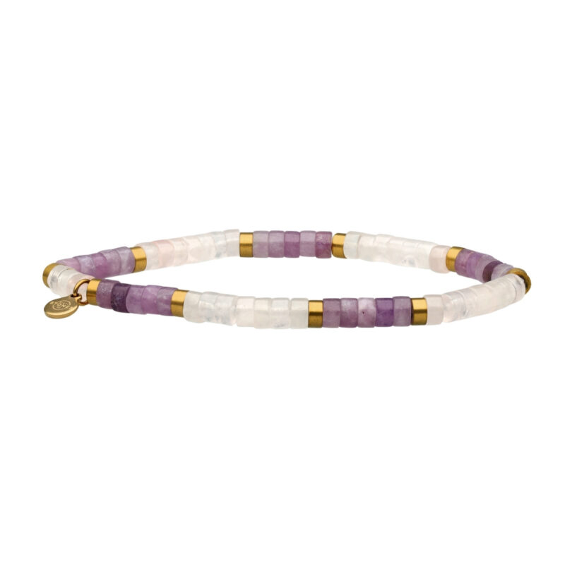 Bracelet perles heishi 4 mm pierre d'améthyste quartz rose