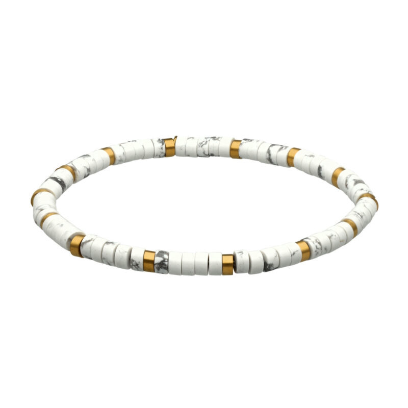 Bracelet perles heishi 4 mm turquoise blanche